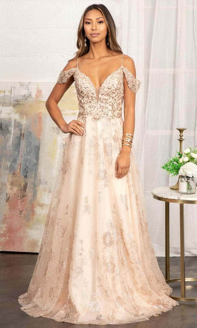 Elizabeth K GL3070 - Draping Sleeves Formal Gown Special Occasion Dress XS / Champagne