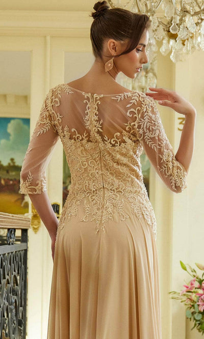 Elizabeth K GL3573 - Quarter Sleeve Lace Appliqued Formal Dress Mother of the Bride Dresses