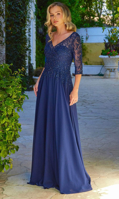 Elizabeth K GL3573 - Quarter Sleeve Lace Appliqued Formal Dress Mother of the Bride Dresses