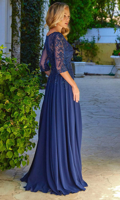 Elizabeth K GL3573 - Quarter Sleeve Lace Appliqued Formal Dress Mother of the Bride Dresses