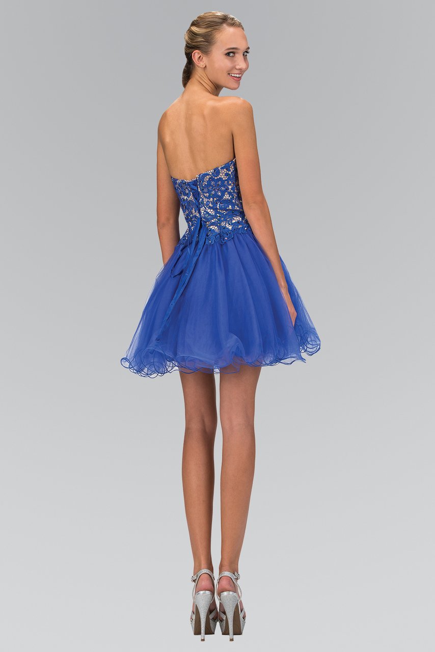 Elizabeth K - GS1110 Laced Sweetheart Neck Tulle Short Dress Special Occasion Dress