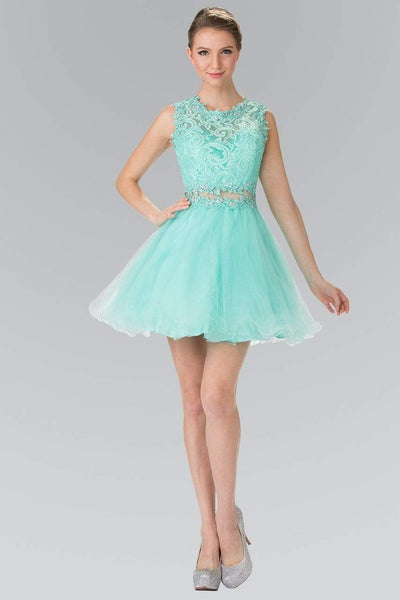 Elizabeth K - GS1427 Sleeveless Lace Bodice Short Dress Bridesmaid Dresses XS / Mint