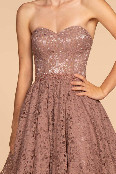Elizabeth K - GS1611 Strapless Jeweled Lace A-Line Dress Special Occasion Dress