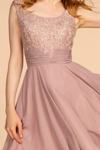 Elizabeth K - GS1612 Embroidered Pleated Waist Cocktail Dress Special Occasion Dress