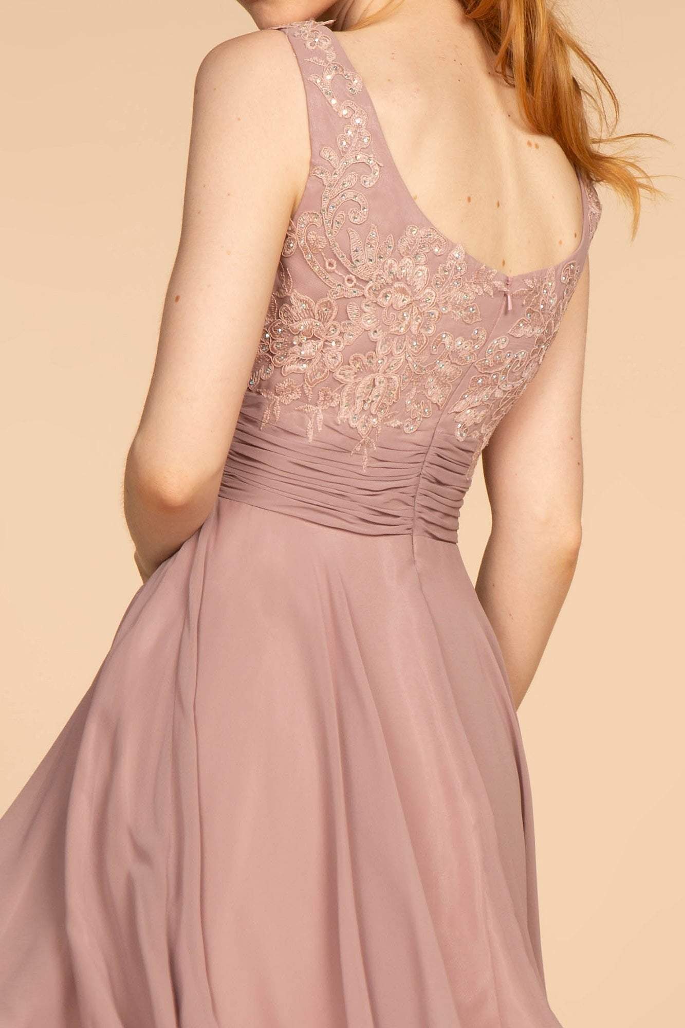 Elizabeth K - GS1612 Embroidered Pleated Waist Cocktail Dress Special Occasion Dress