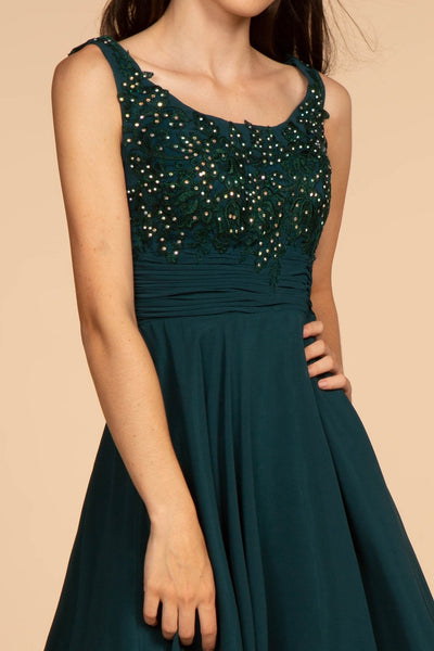 Elizabeth K - GS1612 Embroidered Pleated Waist Cocktail Dress Special Occasion Dress