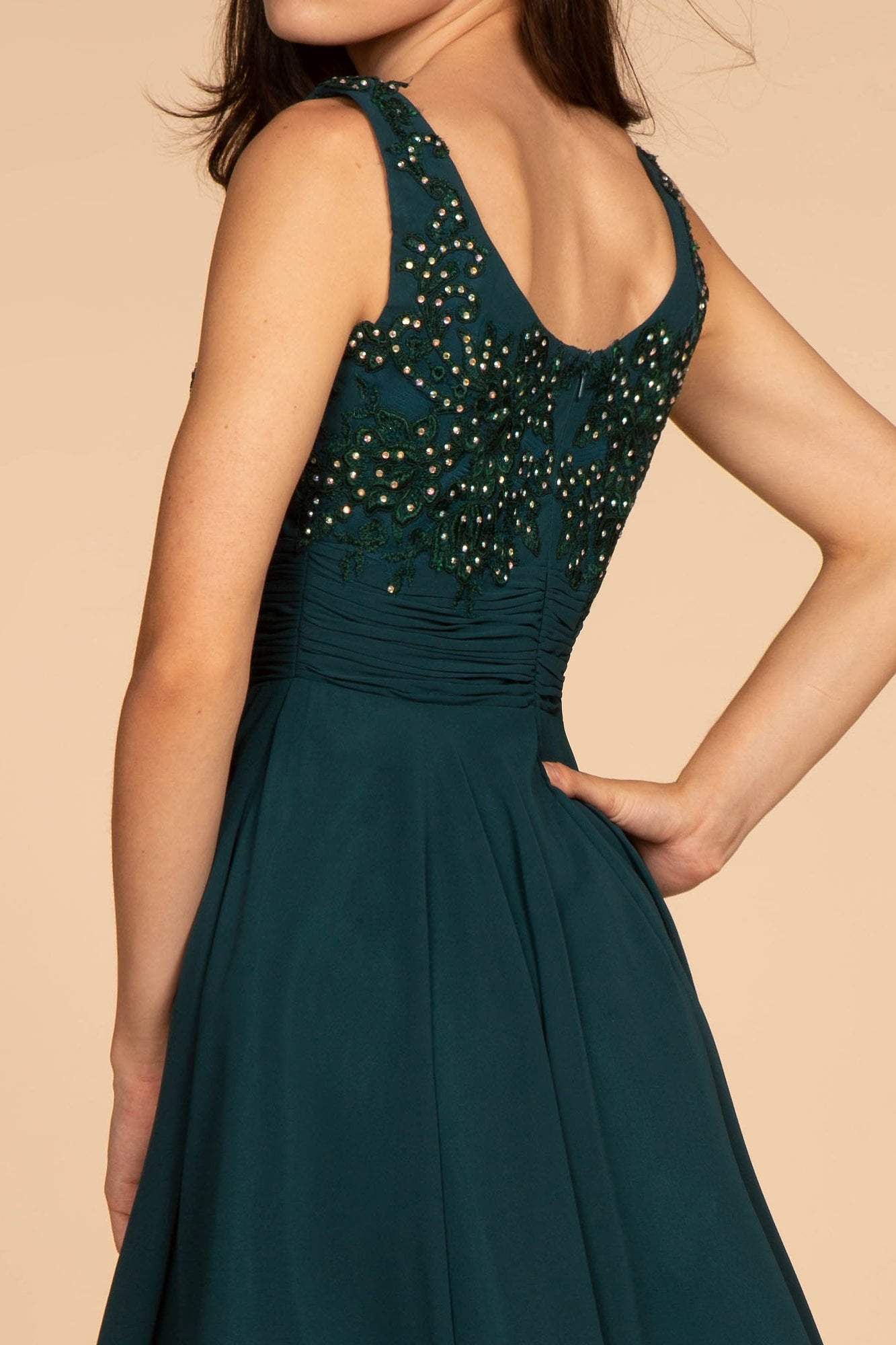 Elizabeth K - GS1612 Embroidered Pleated Waist Cocktail Dress Special Occasion Dress