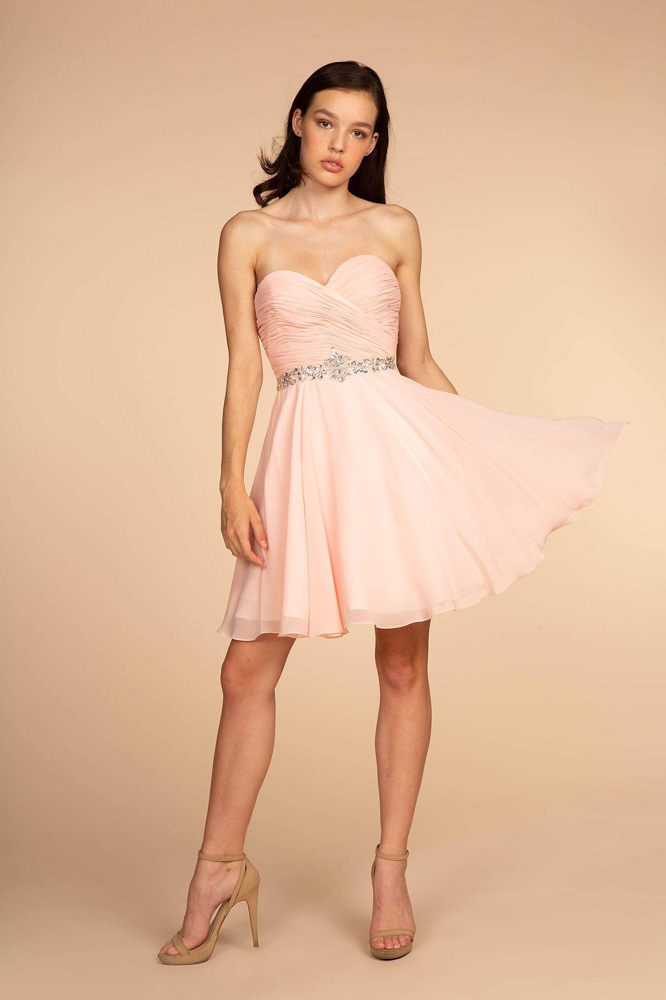 Elizabeth K - GS1637 Ruched Sweetheart A-Line Cocktail Dress Special Occasion Dress XS / Blush