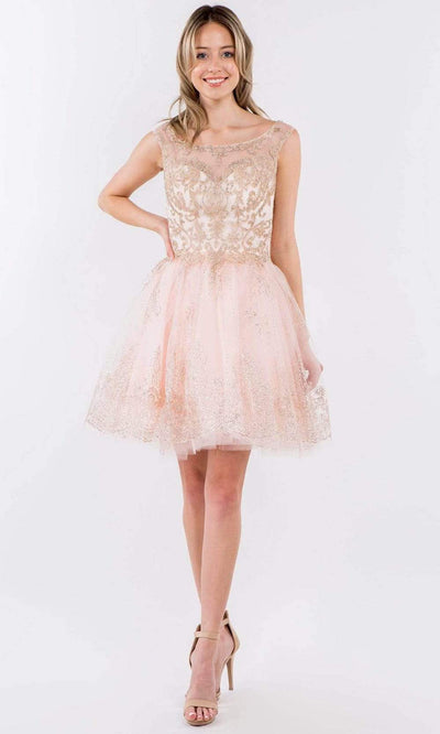 Elizabeth K - GS1964 Cap Sleeve Glitter Illusion Dress Special Occasion Dresses XS / Blush