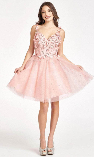 Elizabeth K GS1999 - Sweetheart Appliqued Cocktail Dress Cocktail Dresses XS / Blush