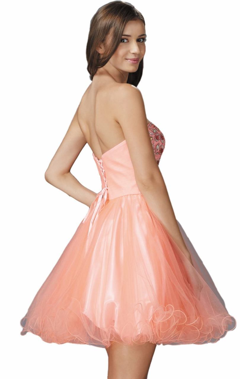 Elizabeth K - GS2132 Embellished Strapless Cocktail Dress Special Occasion Dress XS / Coral