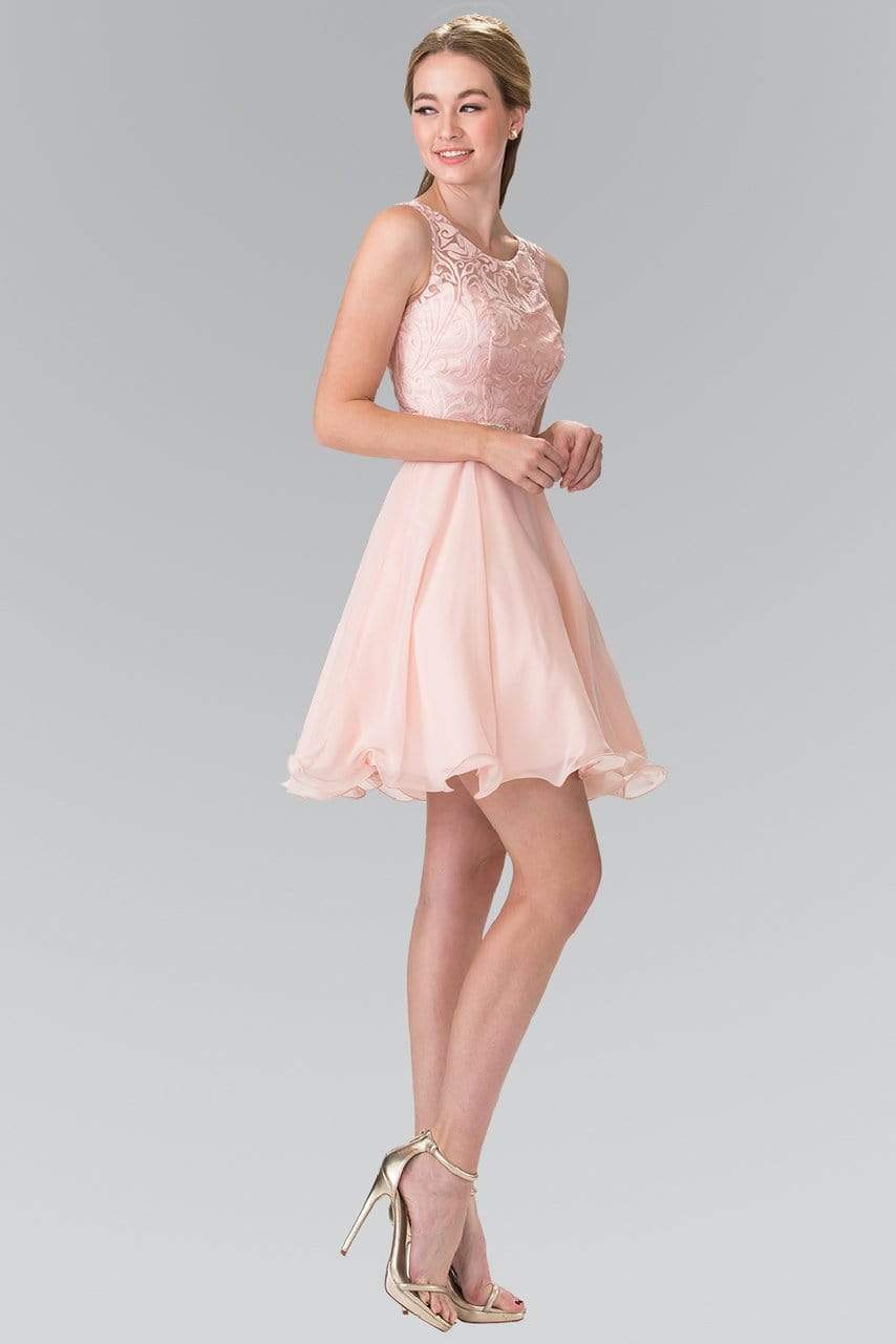 Elizabeth K - GS2314 Sleeveless Lace Bodice A-Line Short Dress Special Occasion Dress XS / Blush