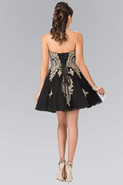 Elizabeth K - GS2371 Strapless Sweetheart Gold Lace Applique Dress Bridesmaid Dresses