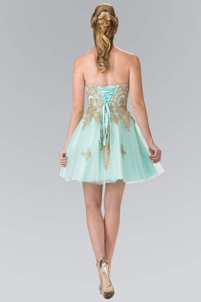 Elizabeth K - GS2371 Strapless Sweetheart Gold Lace Applique Dress Bridesmaid Dresses XS / Mint