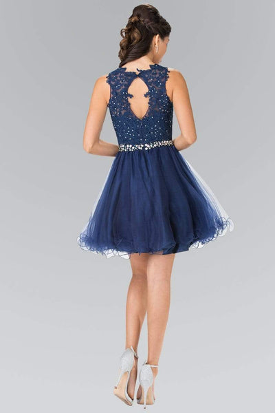 Elizabeth K - GS2375 Lace Illusion A-Line Tulle Short Dress Bridesmaid Dresses