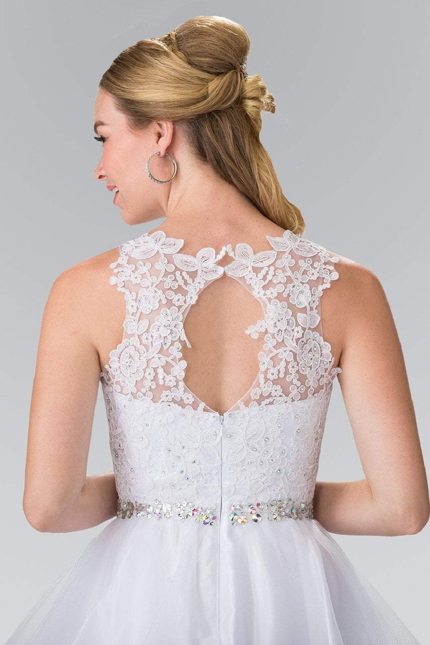 Elizabeth K - GS2375 Lace Illusion A-Line Tulle Short Dress Bridesmaid Dresses