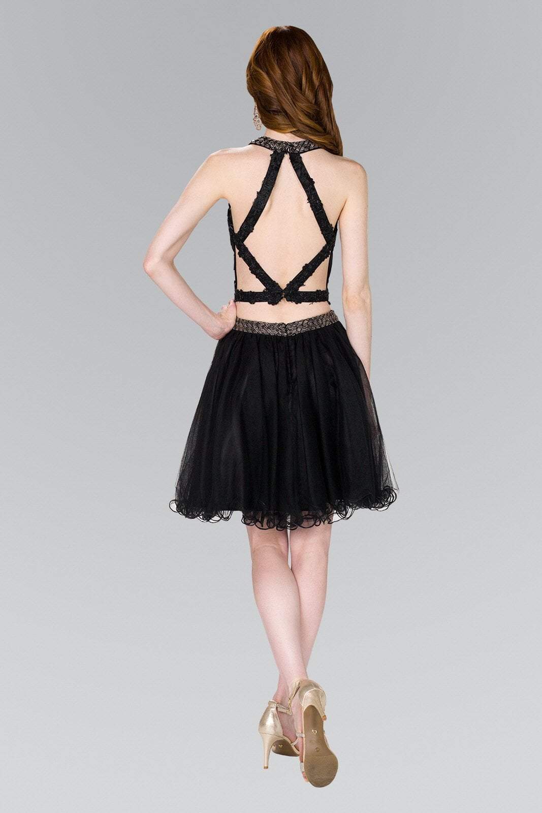 Elizabeth K - GS2398 Two Piece Applique Halter Tulle A-line Dress Special Occasion Dress