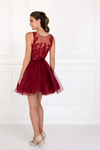 Elizabeth K - GS2414 Sparkly Beaded Lace Bodice Tulle Cocktail Dress Cocktail Dresses