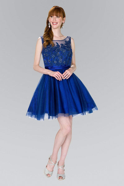 Elizabeth K - GS2414 Sparkly Beaded Lace Bodice Tulle Cocktail Dress Cocktail Dresses