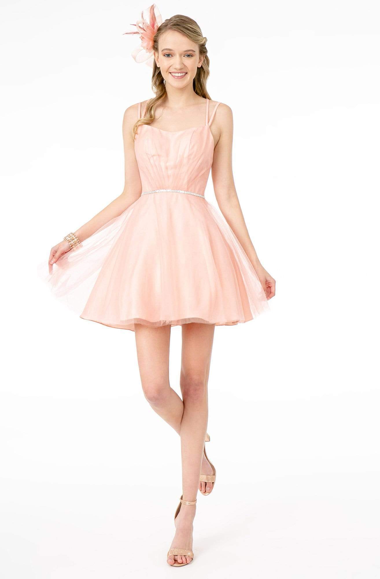 Elizabeth K - GS2866 Ruched V-Neck A-Line Cocktail Dress Homecoming Dresses XS / Blush