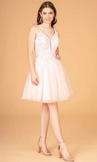 Elizabeth K GS3094 - Embroidered Appliqued Cocktail Dress Special Occasion Dress XS / Blush