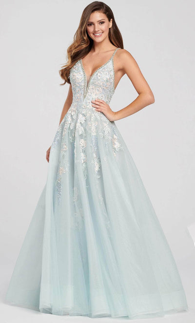 Ellie Wilde EW119010 - Sleeveless Beaded Evening Gown Evening Dresses 00 / Powder Blue/Multi
