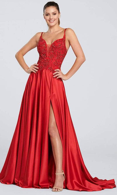 Ellie Wilde EW119048 - Shimmering Plunging V-neck Long Dress Evening Dresses