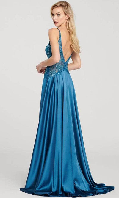 Ellie Wilde EW119048 - Shimmering Plunging V-neck Long Dress Evening Dresses