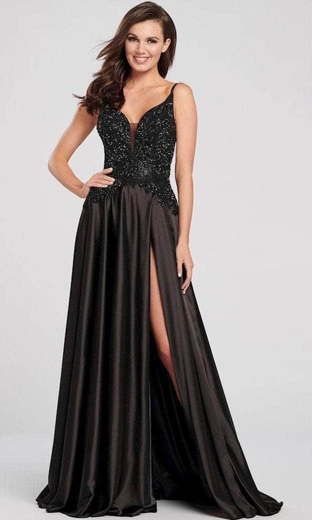 Ellie Wilde EW119048 - Shimmering Plunging V-neck Long Dress Evening Dresses