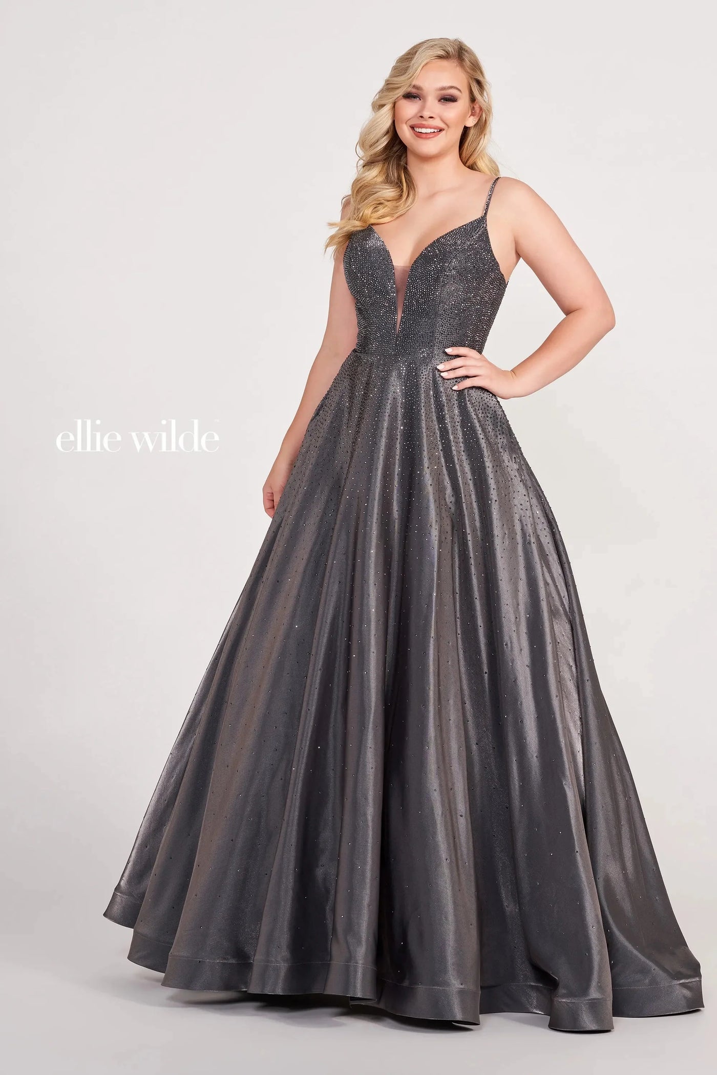 Ellie Wilde EW121005 - Sleeveless Stone Accent A-Line Long Gown Prom Dresses