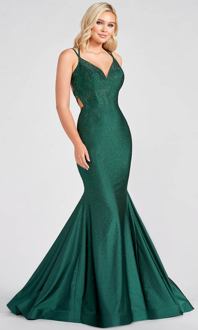 Ellie Wilde EW122001 - Beaded Mermaid Prom Gown Special Occasion Dress 00 / Emerald