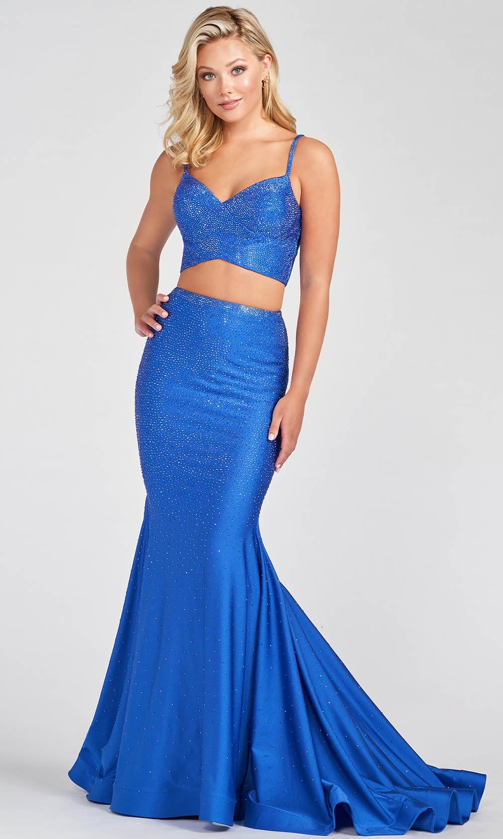 Ellie Wilde EW122013 - Two-Piece Beaded Prom Gown Special Occasion Dress 00 / Royal