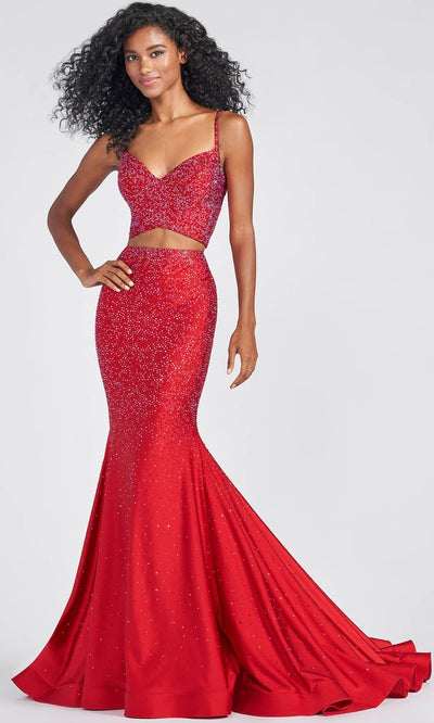 Ellie Wilde EW122013 - Two-Piece Beaded Prom Gown Special Occasion Dress 00 / Ruby