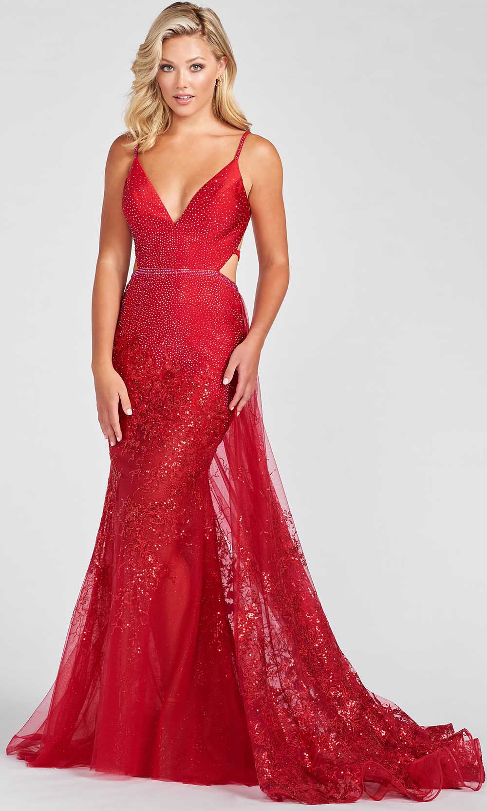 Ellie Wilde EW122023 - V-Neck Overskirt Prom Gown Prom Dresses