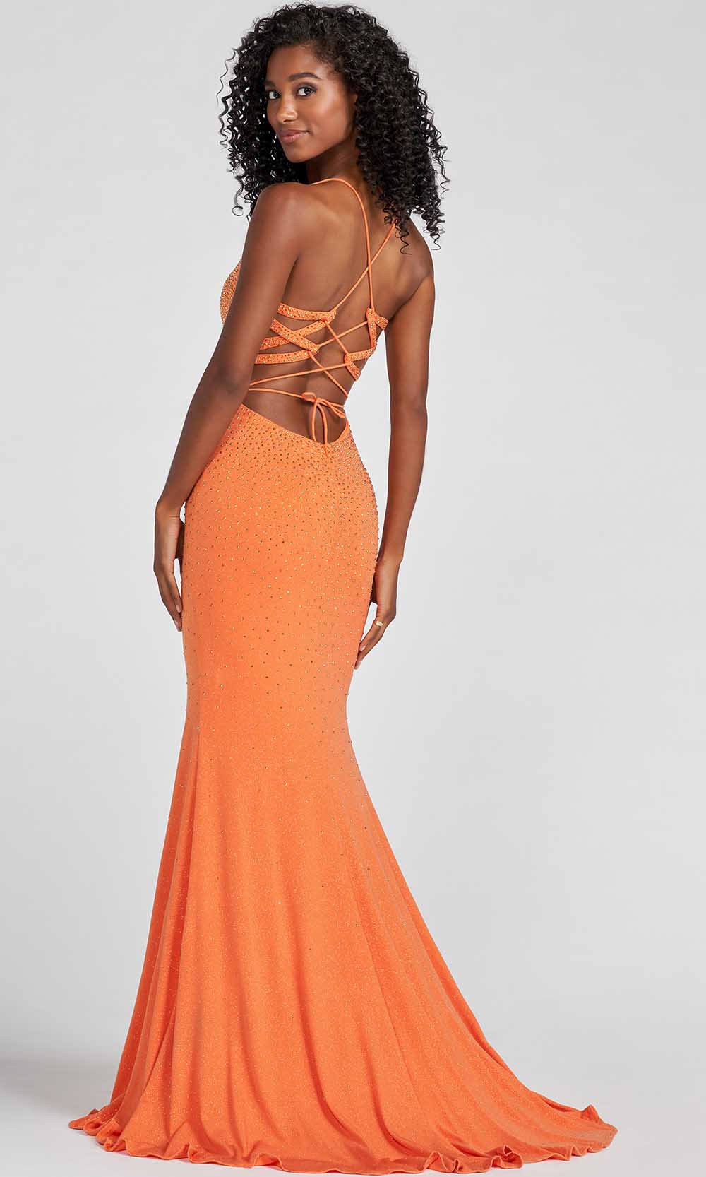 Ellie Wilde EW122033 - Beaded Scoop Prom Dress Prom Dresses 00 / Orange