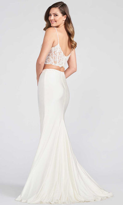 Ellie Wilde EW122043 - V-Neck Two Piece Prom Dress In White