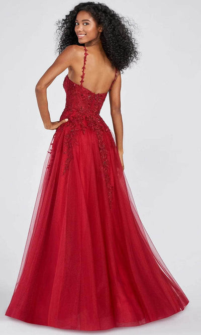 Ellie Wilde EW122093 - Sleeveless Floral Applique Long Dress Prom Dresses