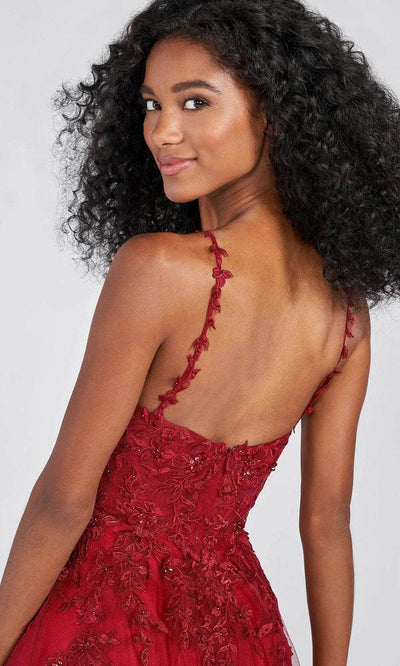 Ellie Wilde EW122093 - Sleeveless Floral Applique Long Dress Prom Dresses