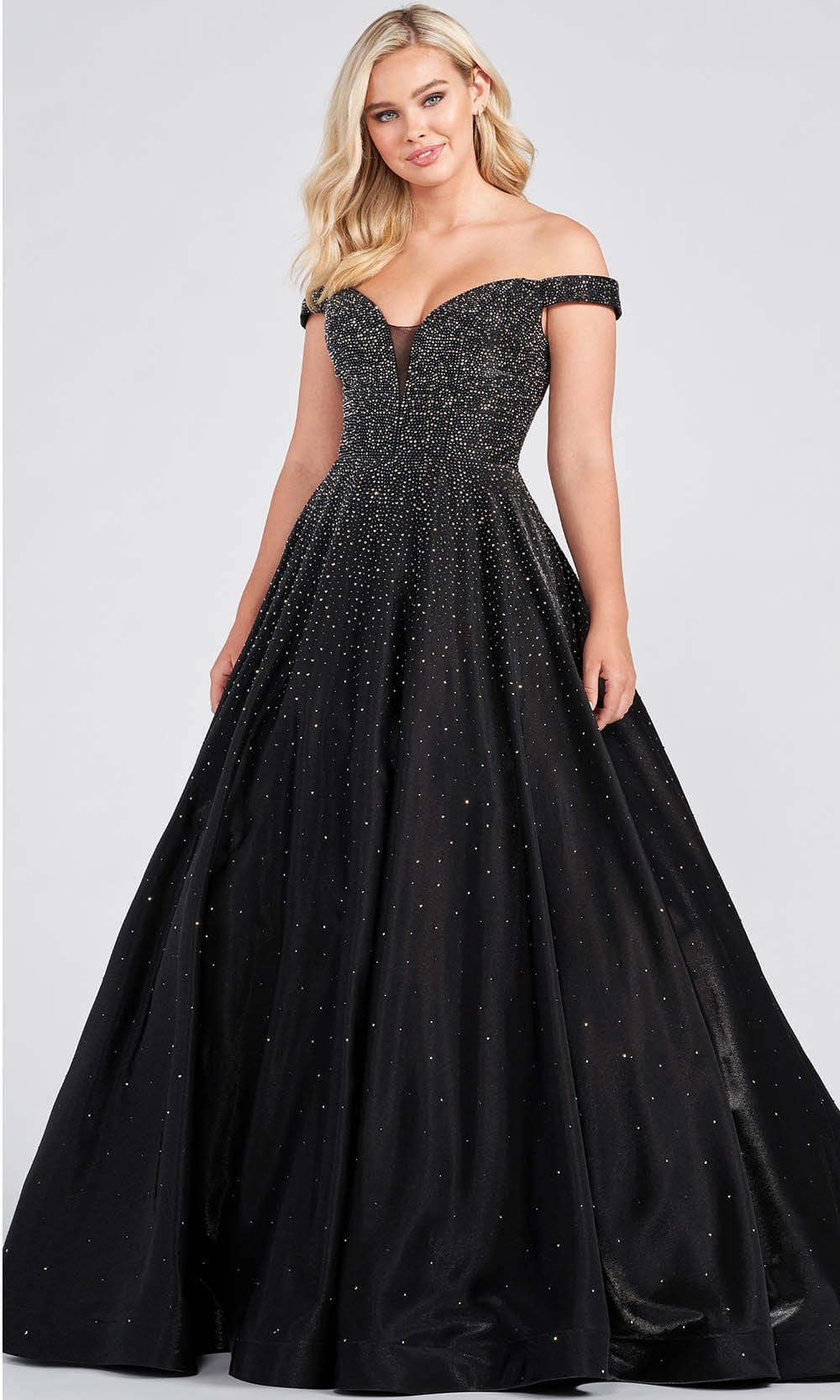 Ellie Wilde EW122106 - Off Shoulder Prom Gown Special Occasion Dress 00 / Black