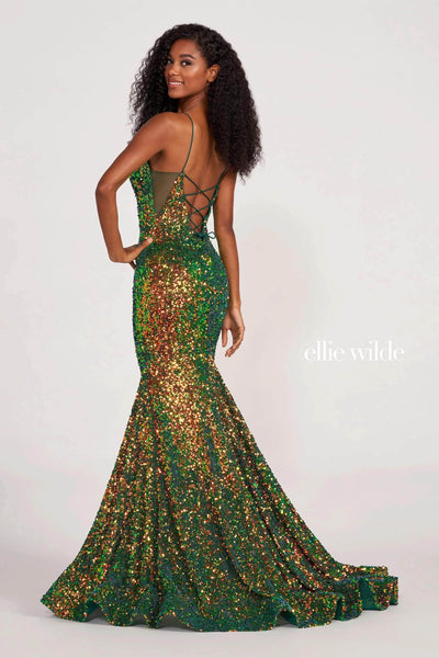 Ellie Wilde EW34016 - V-Neck Sequin Mermaid Prom Gown Special Occasion Dress
