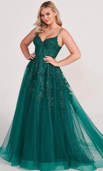Ellie Wilde EW34036 - Lace Ornate Corset Prom Dress Prom Dresses 00 / Emerald