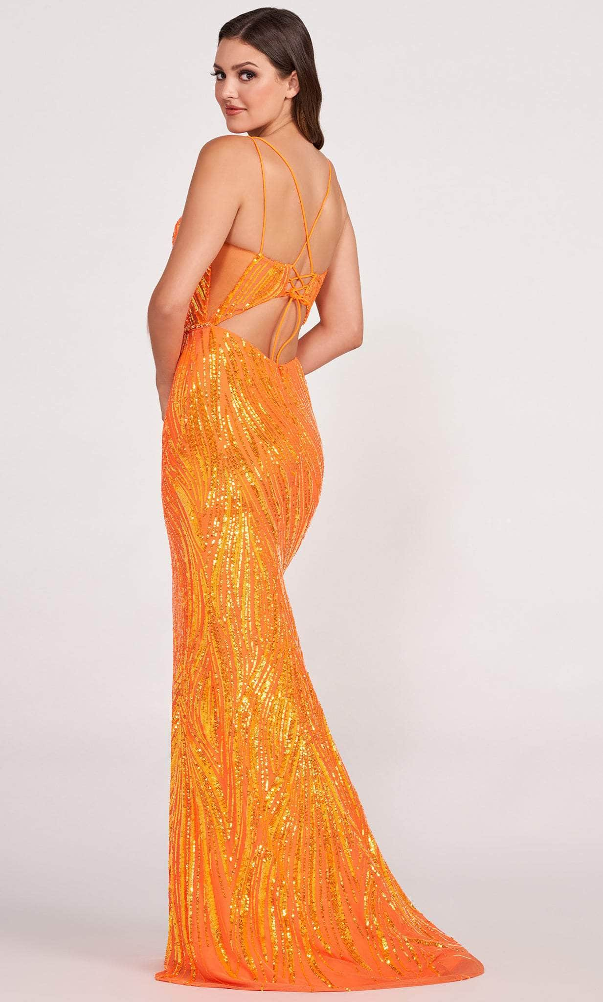 Ellie Wilde EW34037 - Sequined V-Neck Evening Gown Evening Dresses