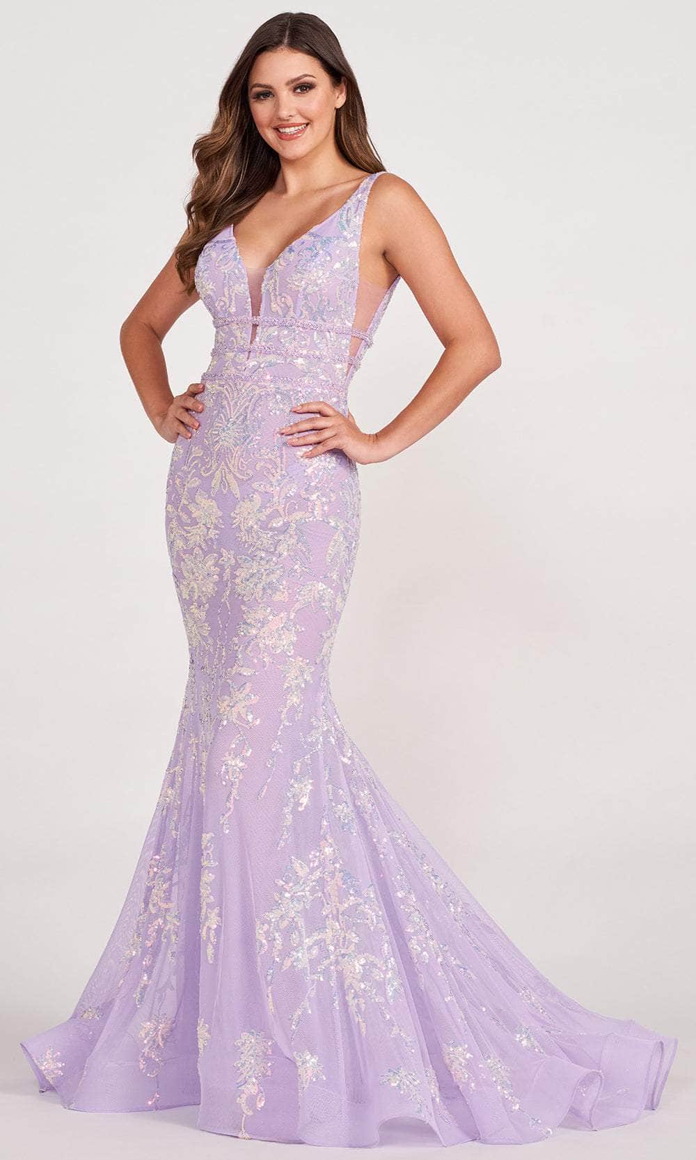Ellie Wilde EW34041 - Sequin Motif Mermaid Prom Dress Prom Dresses 00 / Lilac