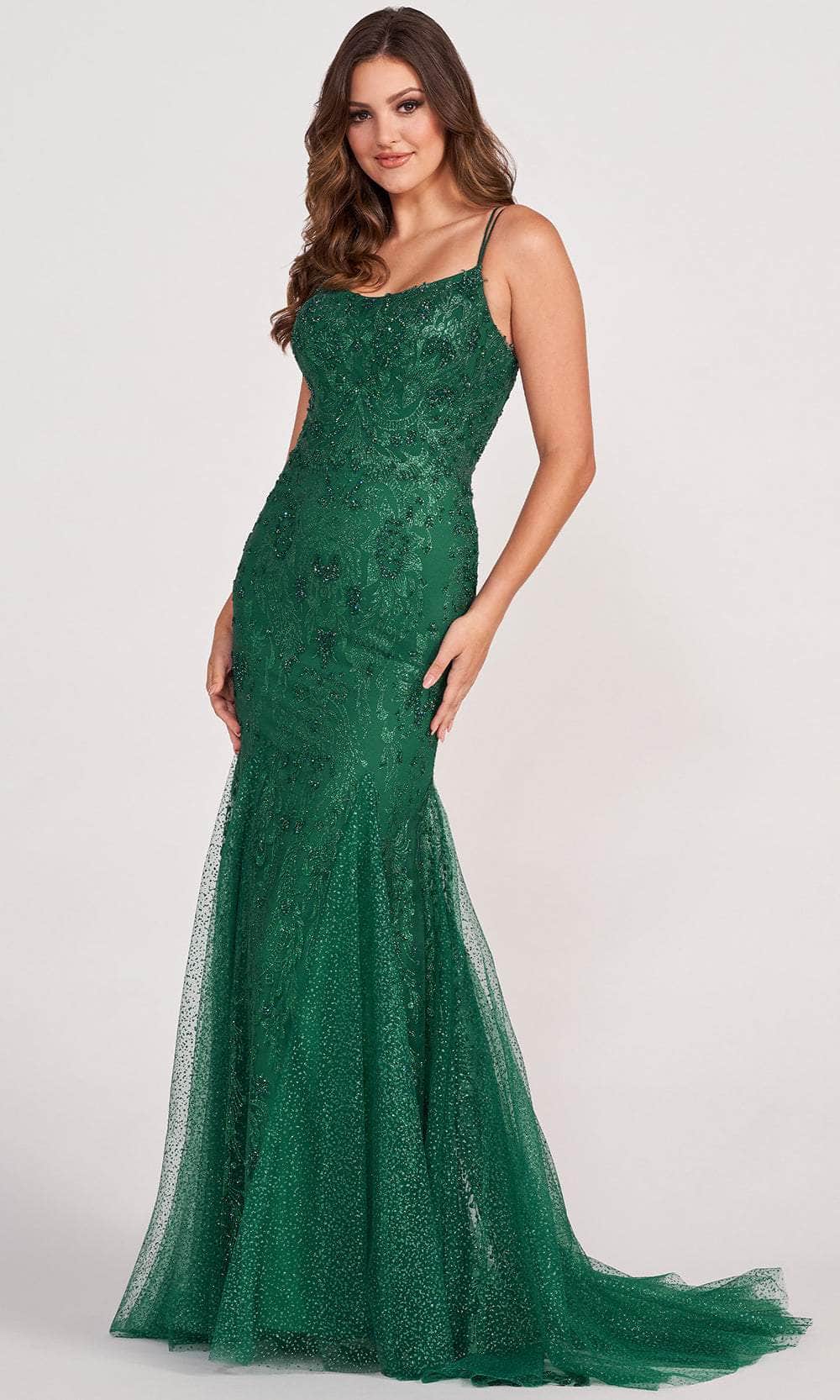 Ellie Wilde EW34045 - Scoop Neck Sequin Prom Gown Prom Dresses 00 / Emerald