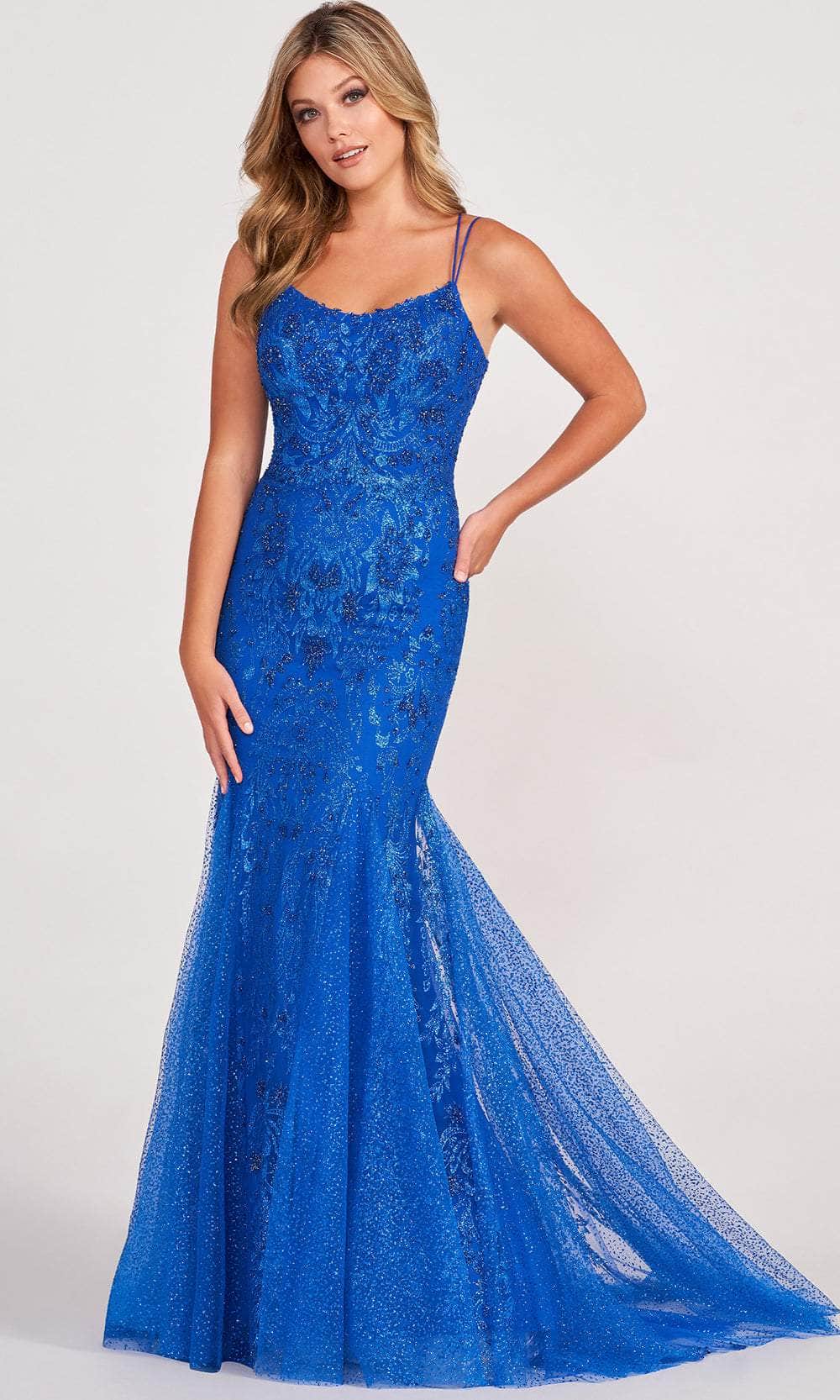 Ellie Wilde EW34045 - Scoop Neck Sequin Prom Gown Prom Dresses 00 / Royal Blue
