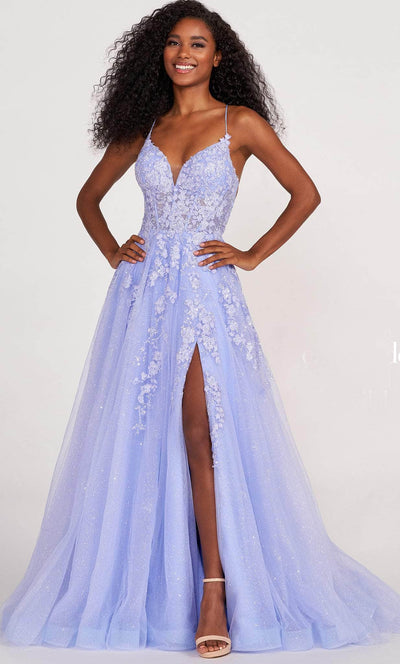 Ellie Wilde EW34053 - Sequined Glitter Tulle A-line Prom Gown Prom Dresses 00 / Periwinkle