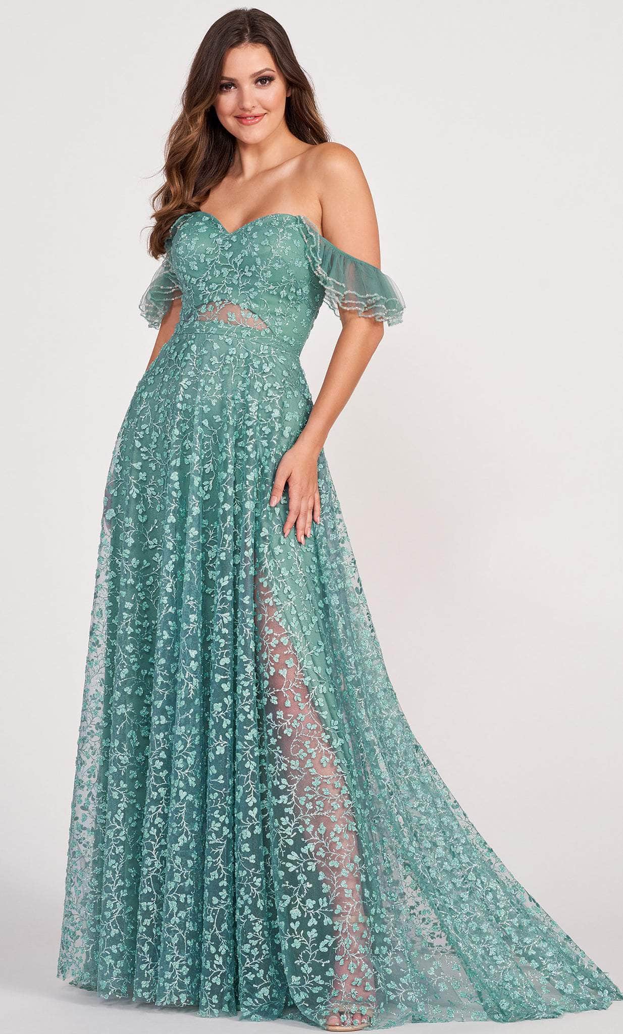 Ellie Wilde EW34063 - Floral Sweetheart Evening Dress Evening Dresses 00 / Eucalyptus