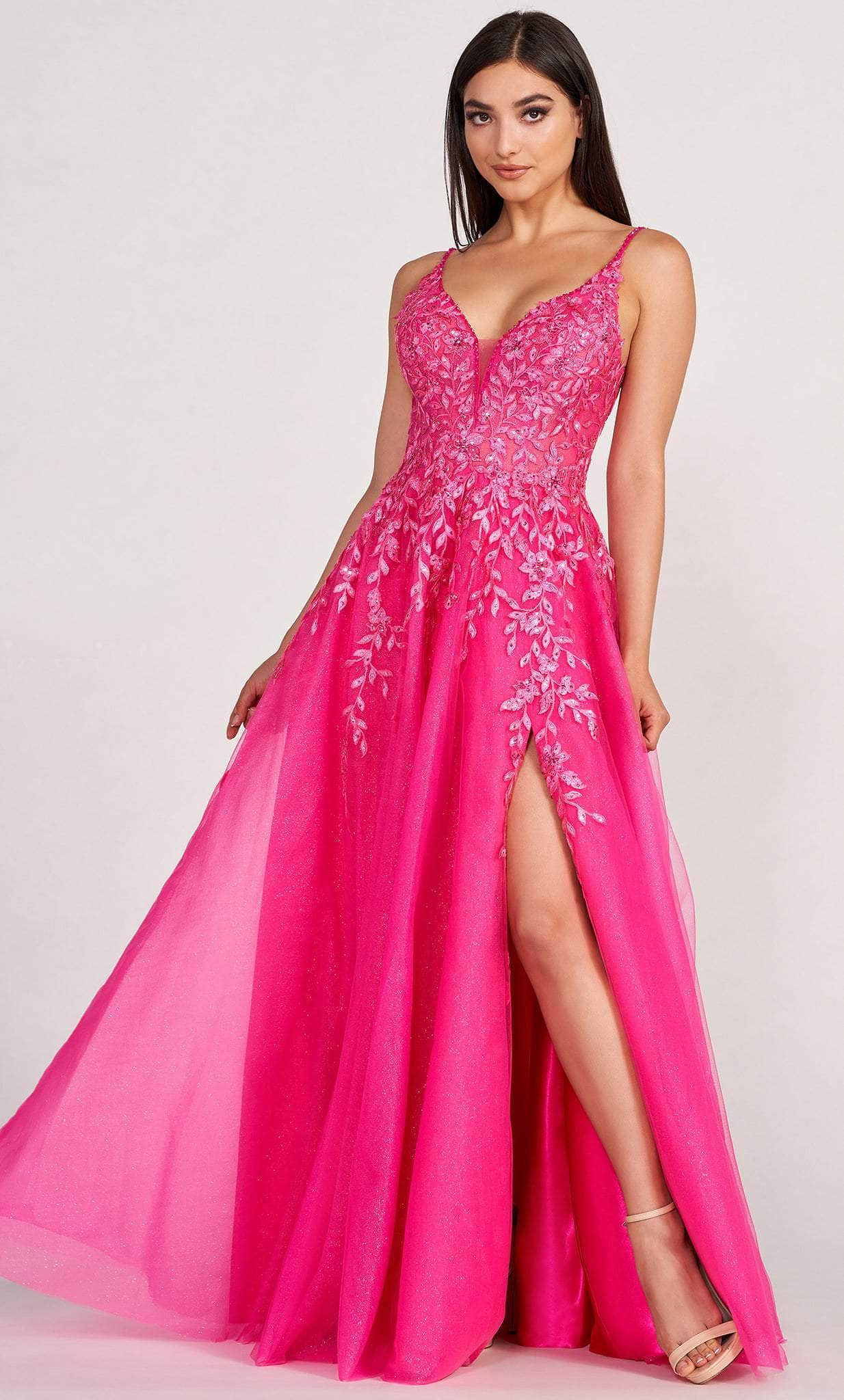 Ellie Wilde EW34089 - V-Back Embroidered Prom Gown Prom Dresses 00 / Magenta