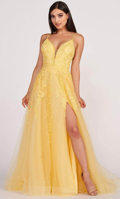 Ellie Wilde EW34095 - Dual Strap Lace Applique Ballgown Ball Gowns 00 / Yellow