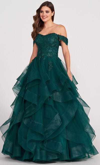 Ellie Wilde EW34108 - Embroidered Lace Sleeveless Ballgown Ball Gowns 00 / Emerald